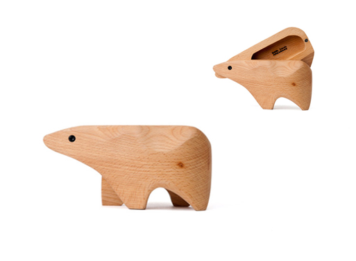 動物造型實木小收納盒：北極熊    17cmx8.2cm×7.6cm