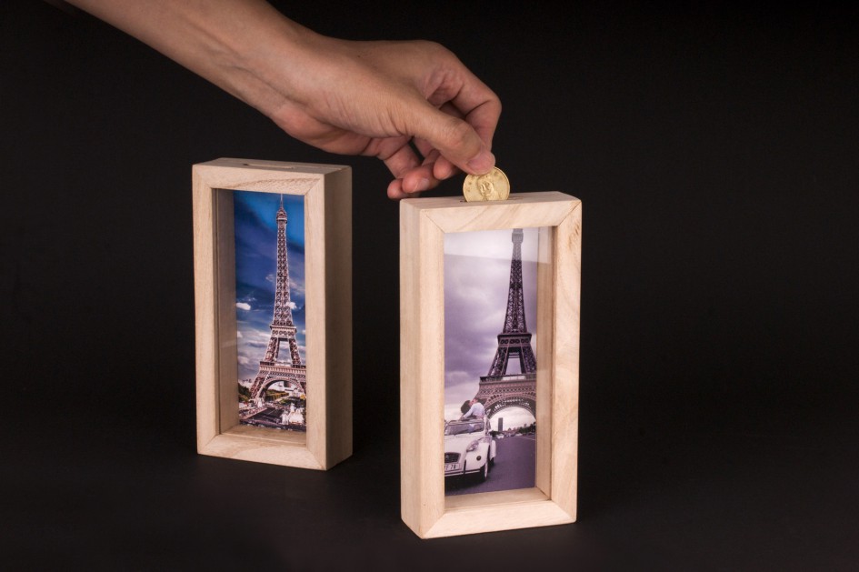 巴黎鐵塔 相框 存錢筒 照片