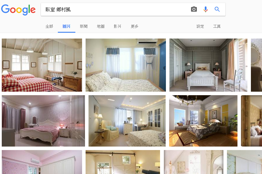 Google 圖片臥室靈感搜尋結果