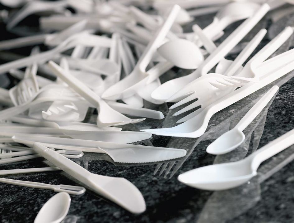 plastic forks, spoons, tableware